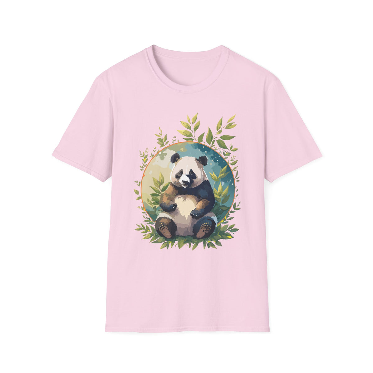 Panda with Leaves T-Shirt | Cute Panda Illustration Tee