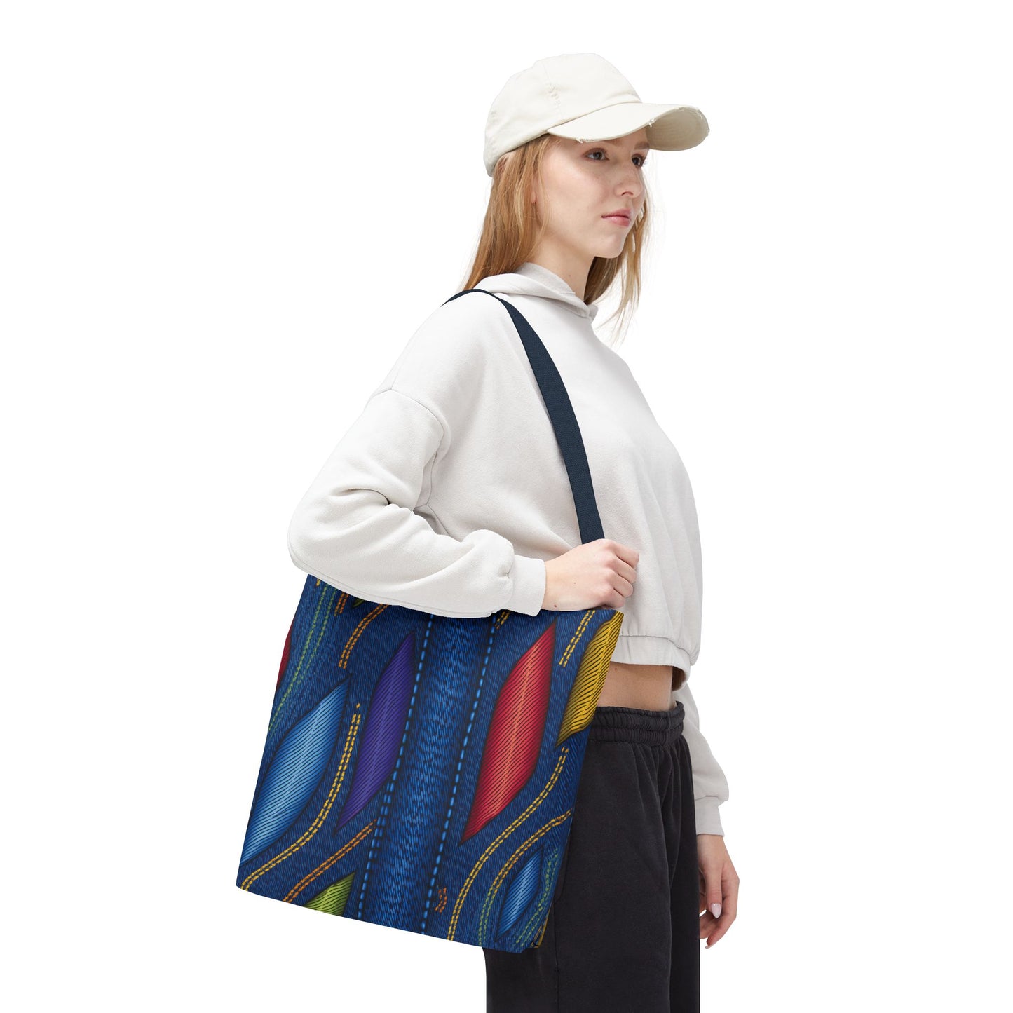 Denim Fabric Imitation Print Unisex Canvas Bag Poly Spun 3 Sizes Tote Bag 137