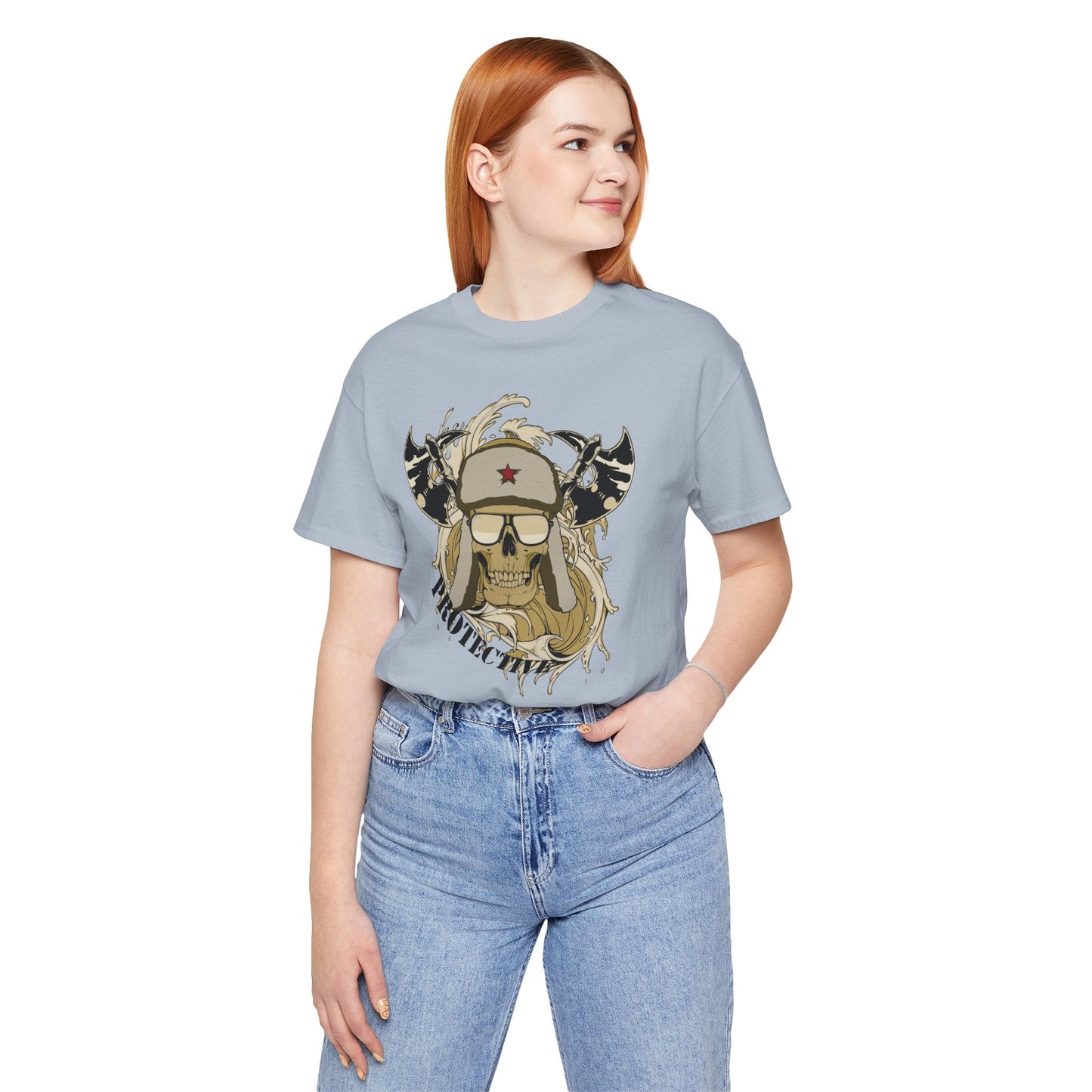 Viking Skull Graphic with Horned Helmet T-Shirt Captain Design Tee Art-41