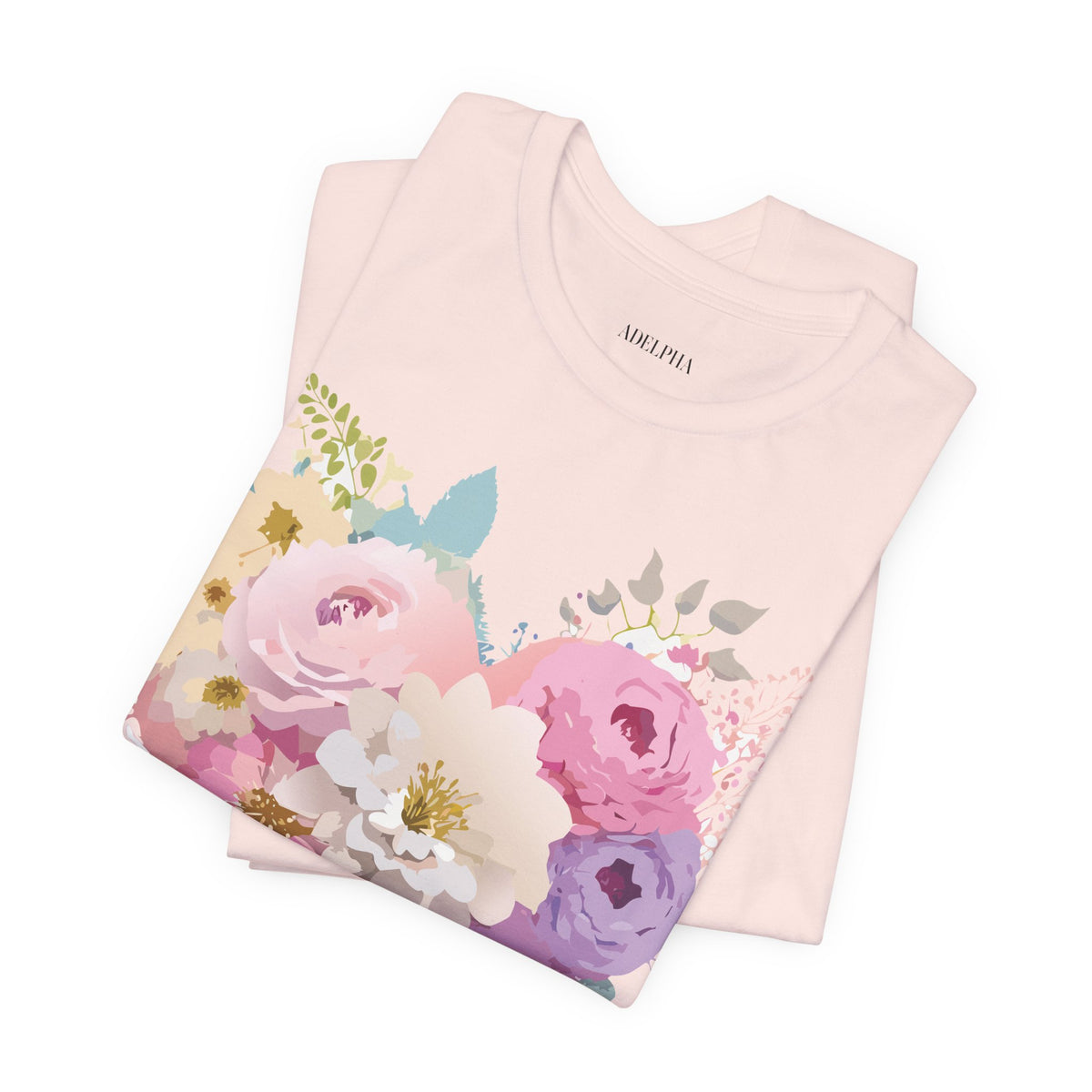 Valentine's Day Graphic Unisex Cotton Bella+Canvas Tee with Floral Art Design d134