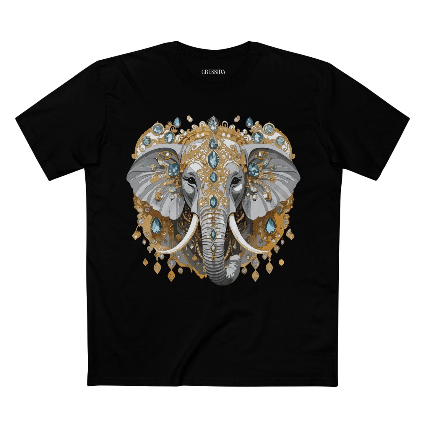Elephant Graphic Unisex 100 Cotton Tee With Unique Animal Golden Medallion Art Design 38