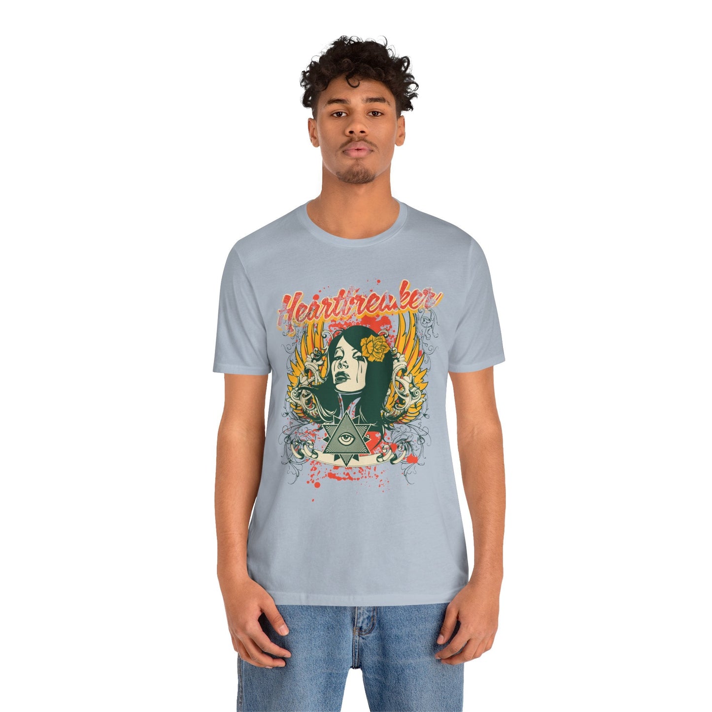Heartbreaker Illustration Tee Retro Femme Portrait Floral Skull Graphic T-Shirt