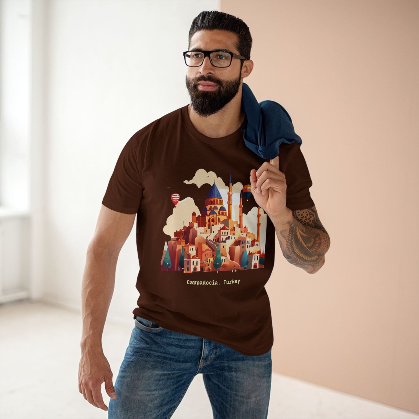 Travel Shirt Cappadocia Unisex Premium Cotton Tee With Original Art Design TT5 Art Collection