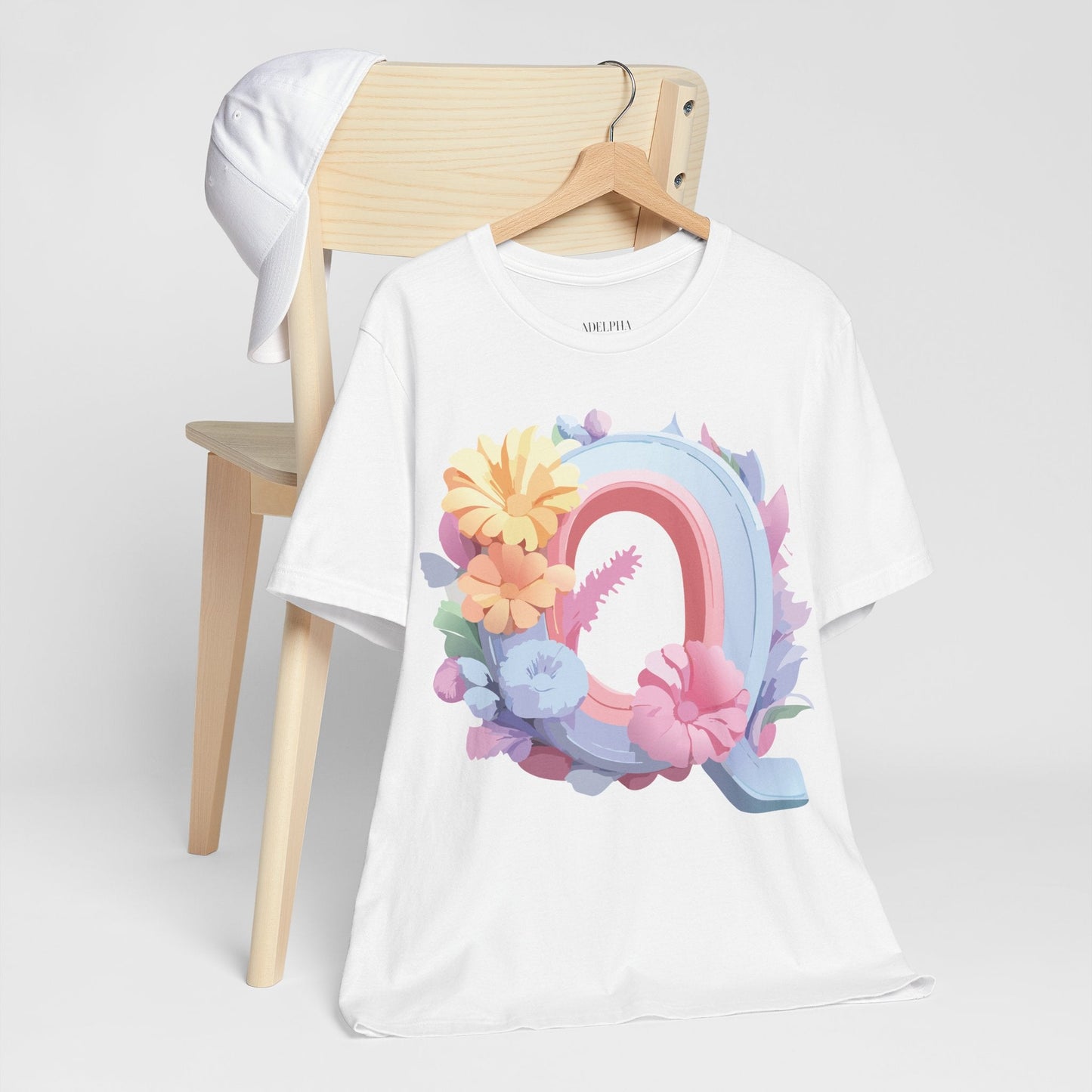 Unisex Letter Q Graphic Tee By Adelpha Vintage Inspired Art Design Short Sleeve Shirt