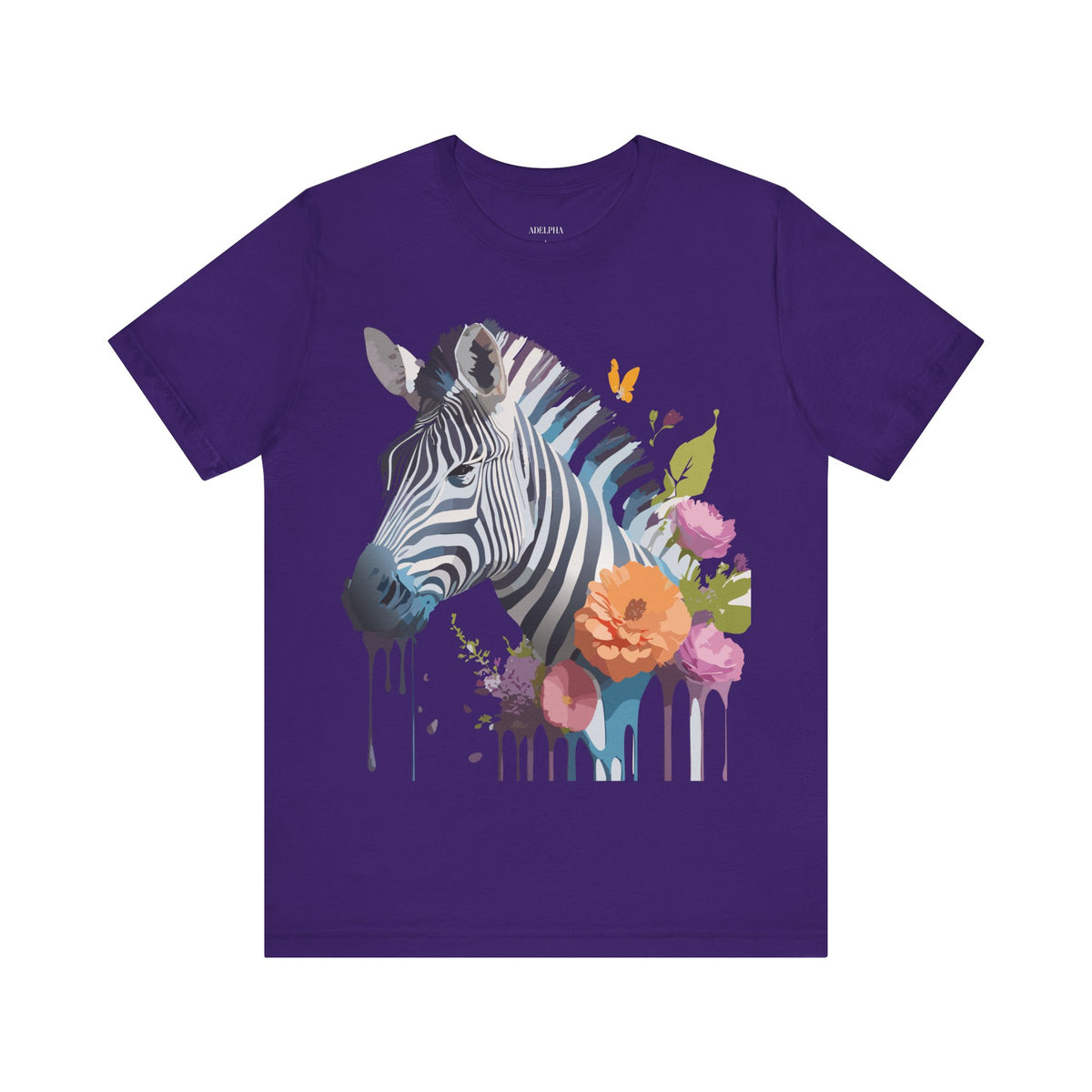 Zebra Graphic Unisex Cotton Bella+Canvas Tee with Art Animal Design e75
