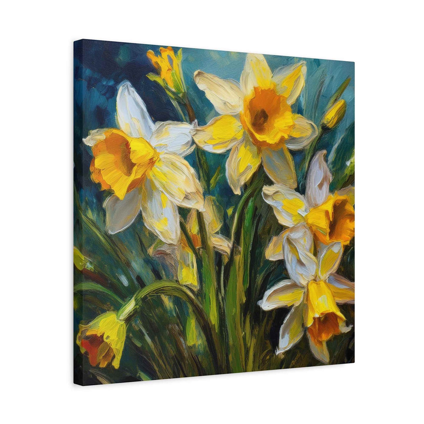 Narcissus Print Canvas, Floral Oil Paint Print 20x20, 24x24, 30x30, 32x32, 36x36 Art Design Pine-Wood Inner Frame MC-176