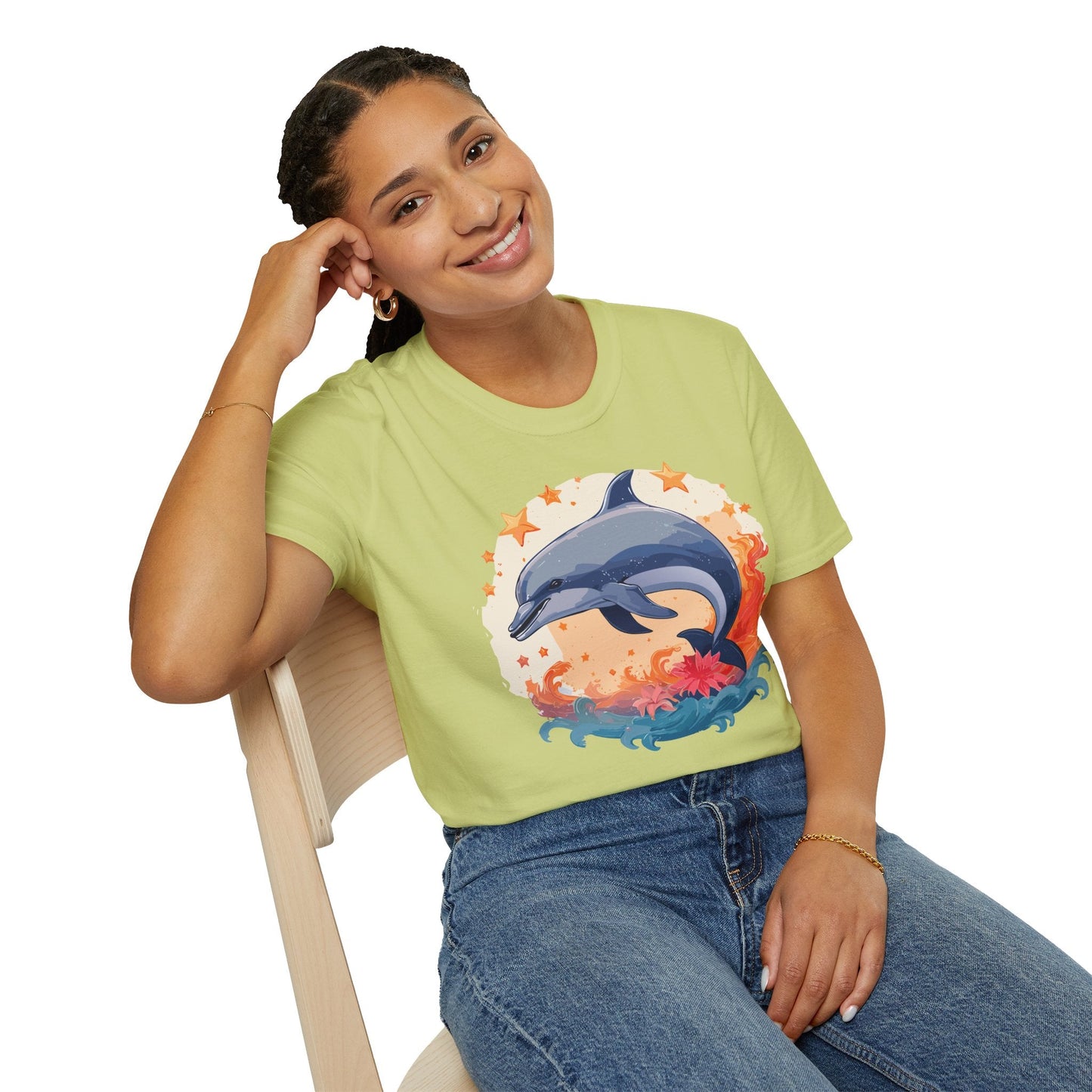 Dolphin Shirt Unisex Tee Gildan Softstyle 64000 100 Percent Ring Spun Cotton Comfort Wear