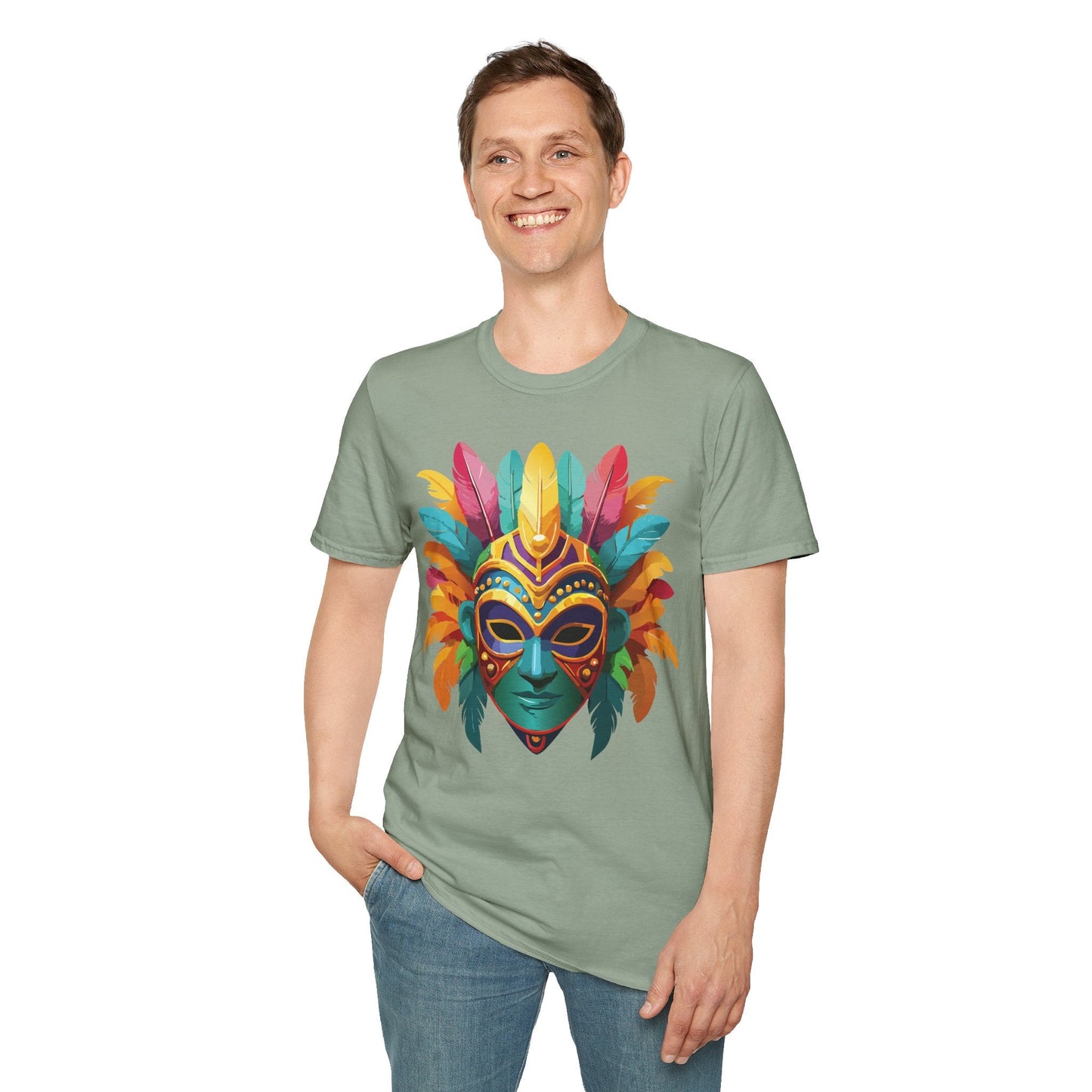 Mask Tee Shirt Unisex Masquerade Design Gildan Softstyle 64000 100 Percent Ring Spun Cotton Tee