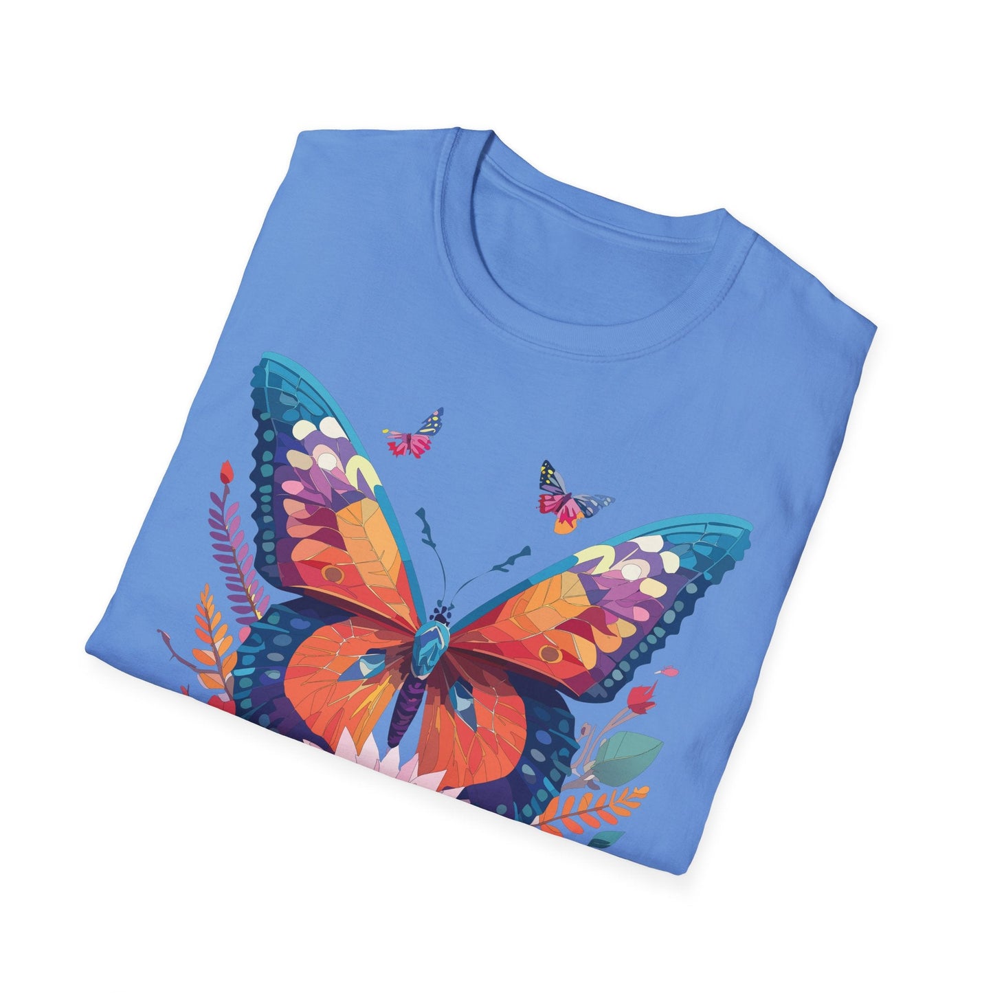Butterfly Print Unisex T Shirt Softstyle 64000 Monarch Butterfly Themed Tee Ring Spun Cotton