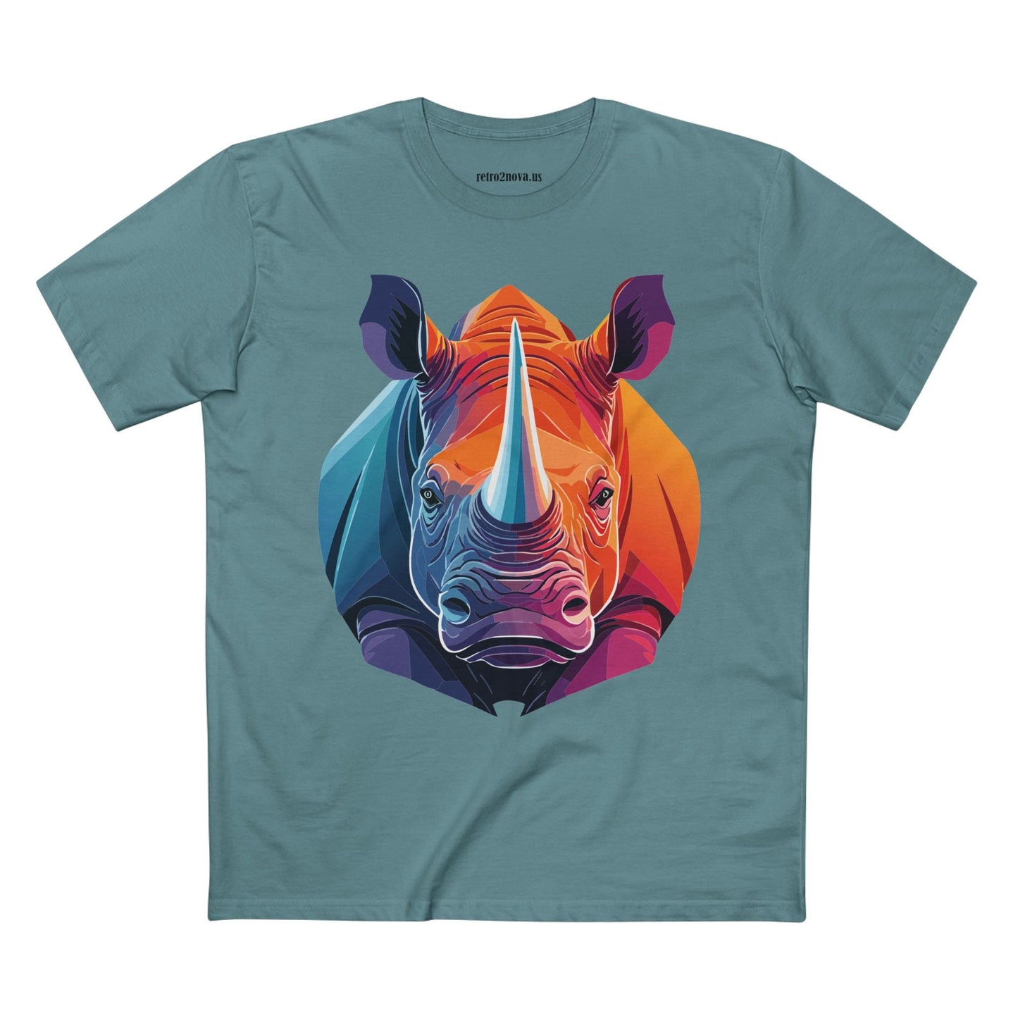 Rhino Animals Shirt Unisex Premium Cotton Tee With Original Art Design From Retro2Nova Art Collection