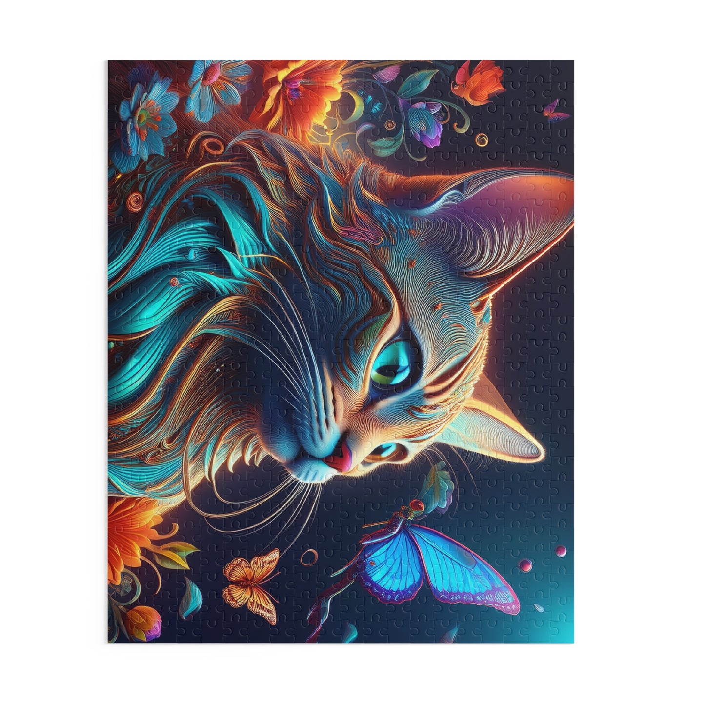 Puzzles-23 Floral Cat Face Puzzle 500-Piece  Floral Cat Puzzle 500-Piece, Kids Puzzles Size: 16" x 20",  Ages 9+