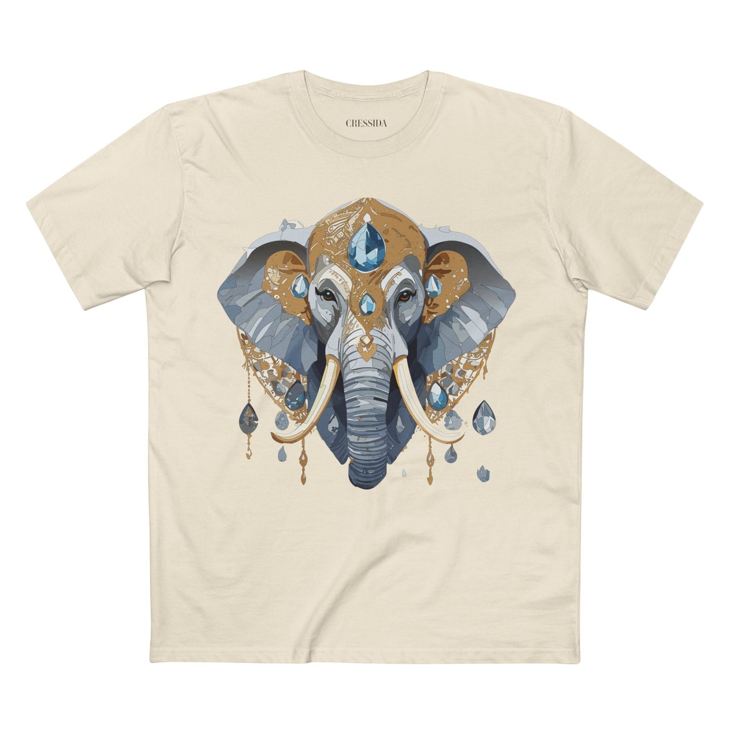 Elephant Graphic Unisex 100 Cotton Tee With Unique Animal Golden Medallion Art Design 36