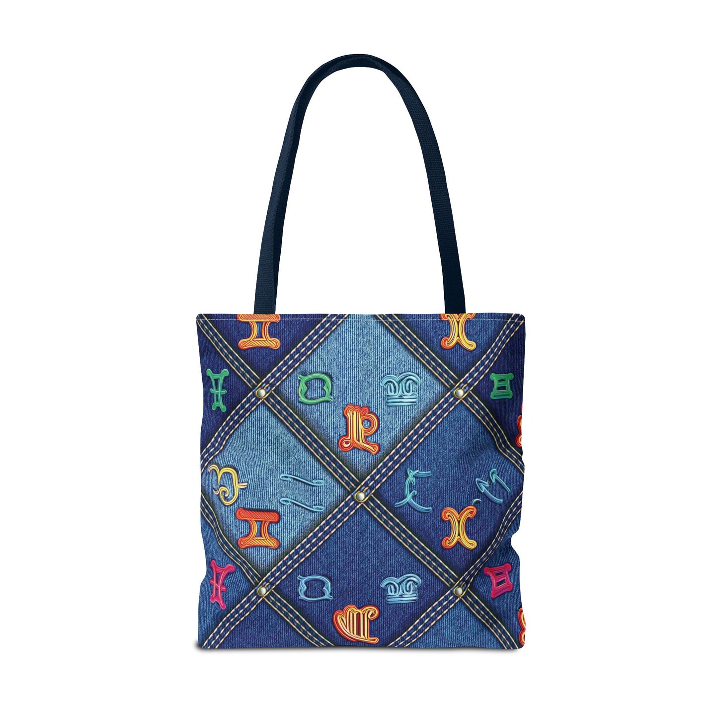 Denim Fabric Imitation Print Unisex Canvas Bag Poly Spun 3 Sizes Tote Bag 184-8