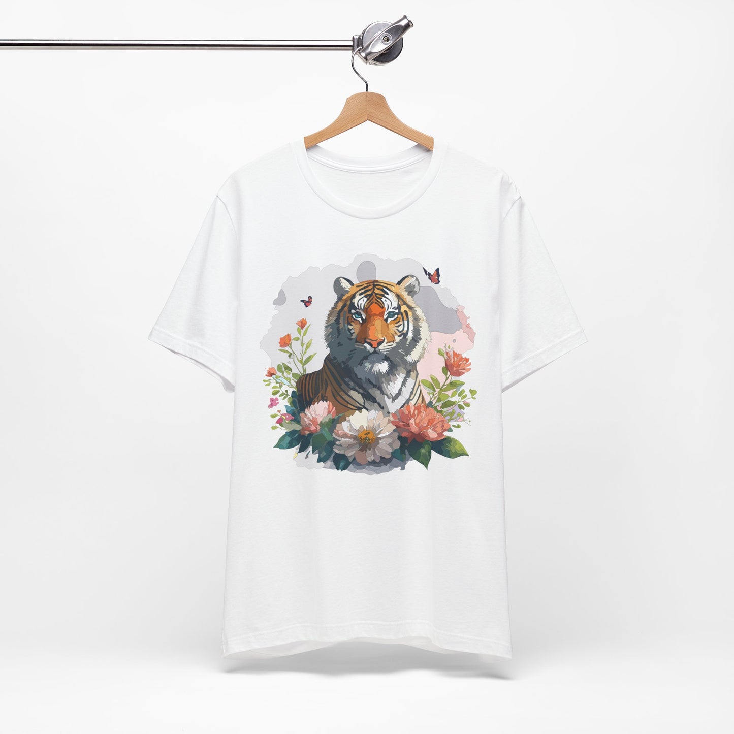 Floral Tiger Graphic Tee, Animal Shirt, Tiger Shirt, Flower Top, T-Shirt with Animal, Art Design