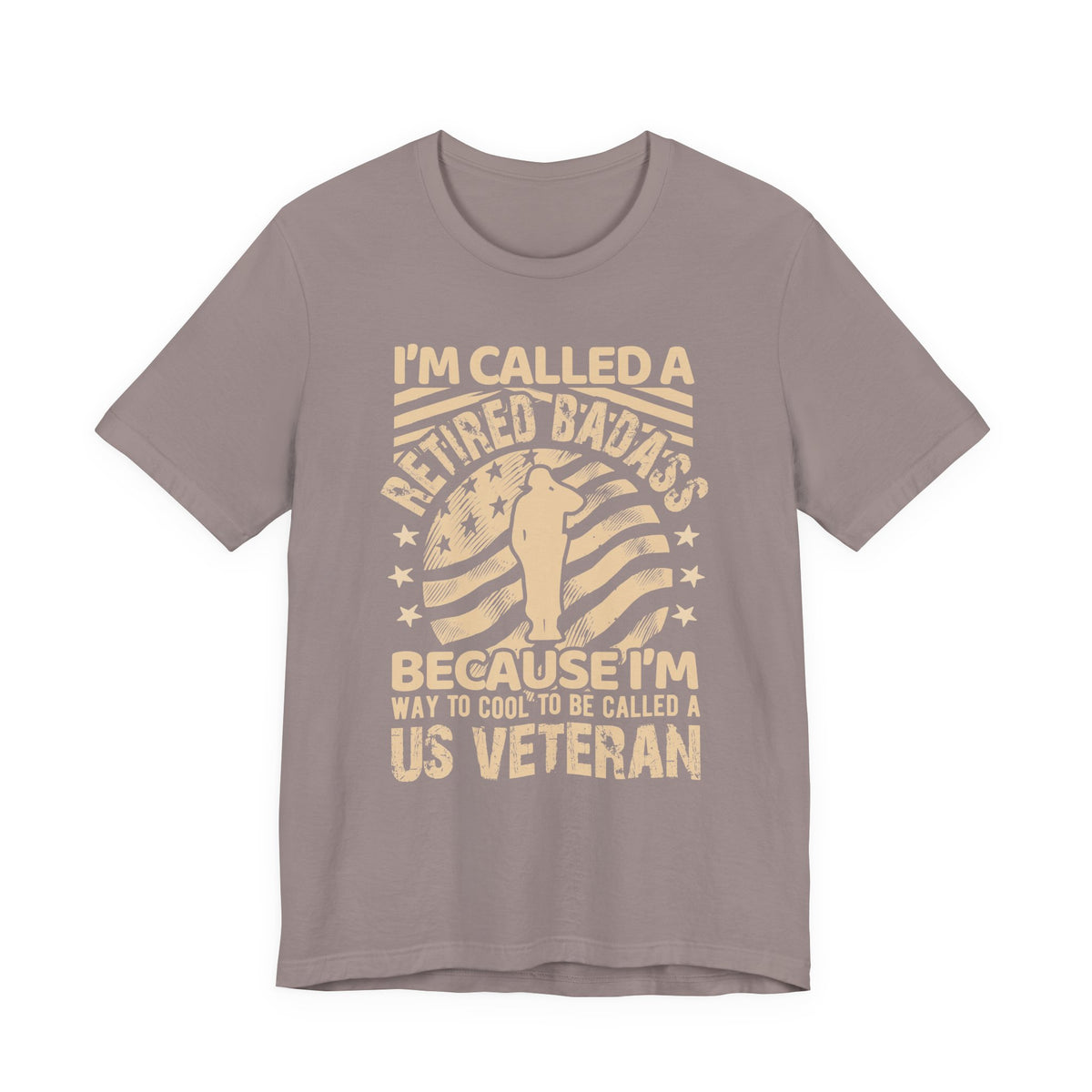 Retired Badass US Veteran T-Shirt Veteran Flag Silhouette Unisex Cotton Tee v12