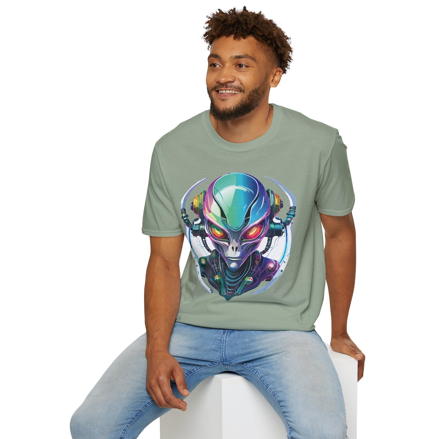 Alien Cosmos T Shirt Unisex Softstyle 64000 Tee With Alien Space Design 100 Percent Ringspun Cotton