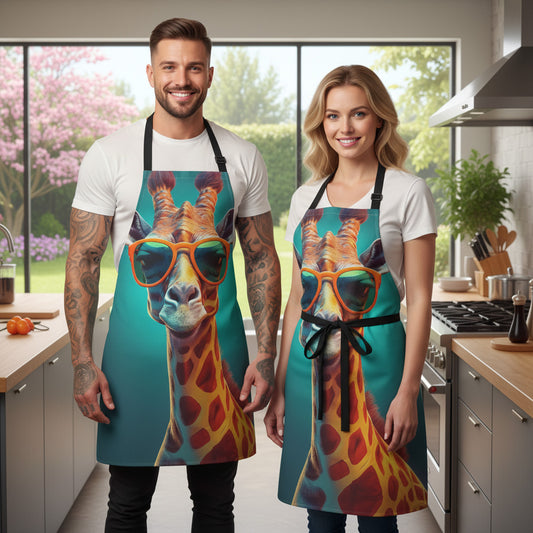 Giraffe 100% Polyester Stain-resistant 31.5 x 25.6  Art Print Canvas Apron 3