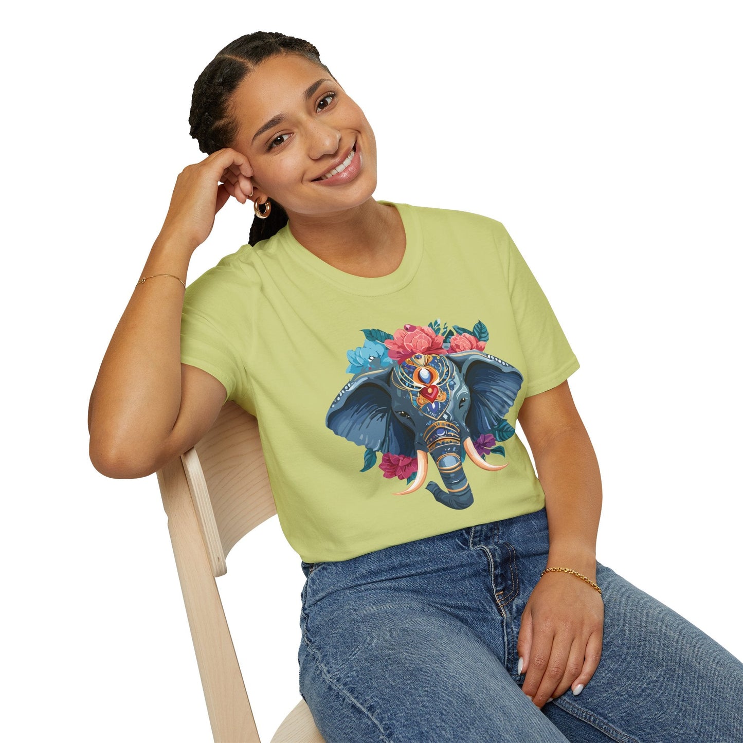 Elephant T Shirt Unisex Softstyle Tee Gildan 64000 100 Percent Ring Spun Cotton Fabric