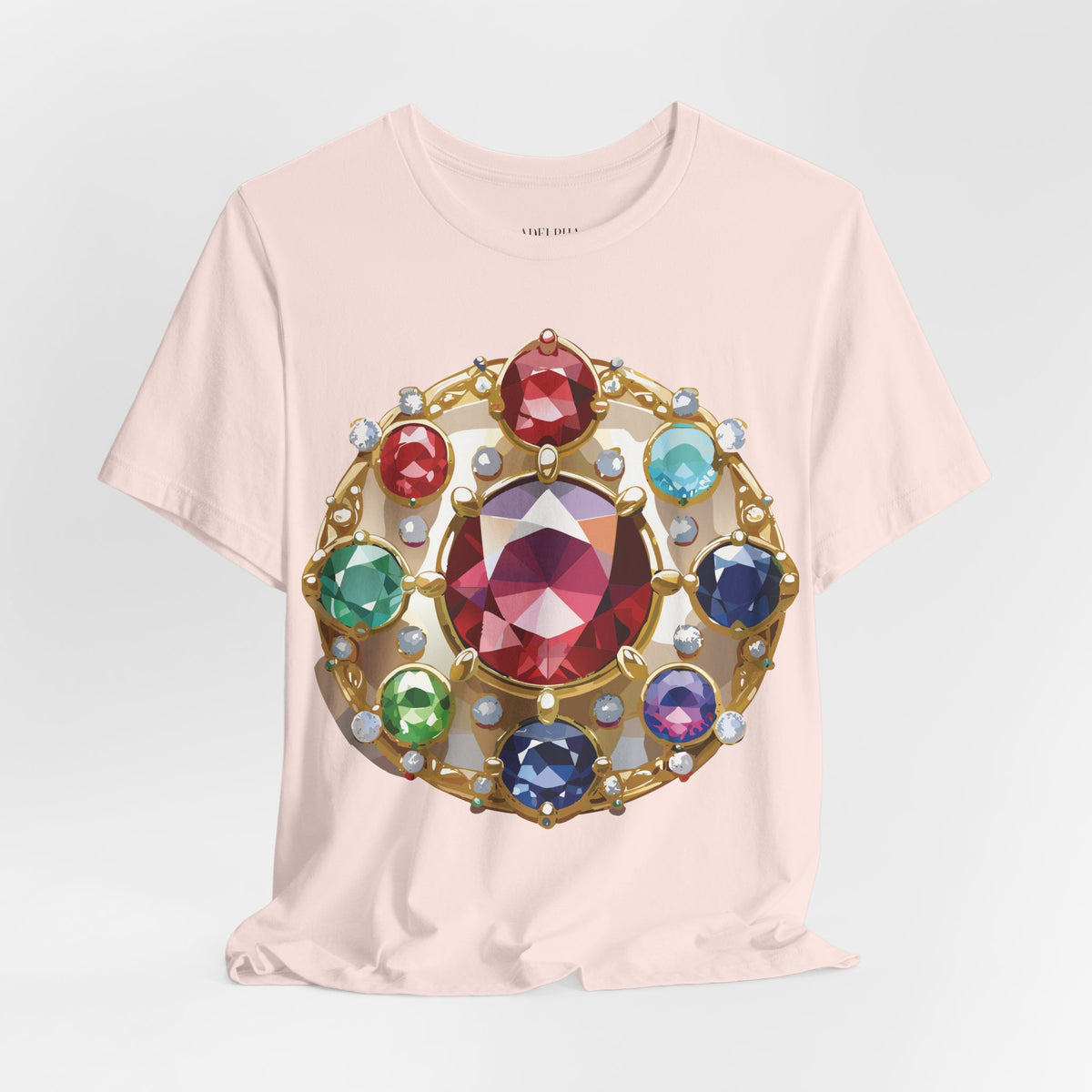 Jewelry Graphic Unisex Cotton Bella+Canvas Tee with Gemstones Art Design m34