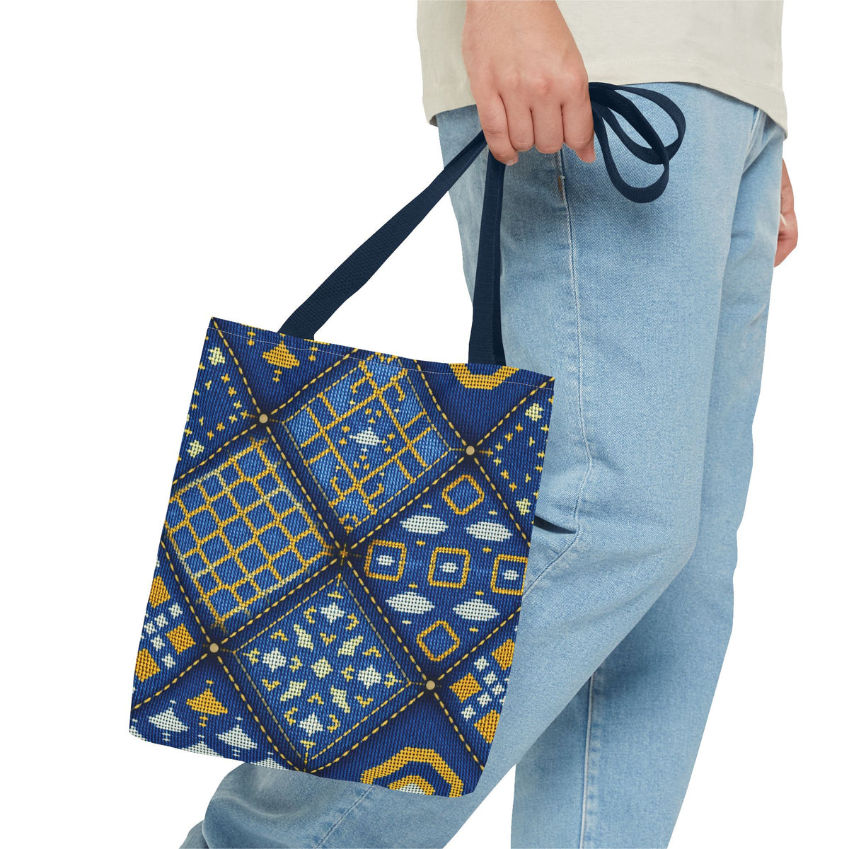Denim Fabric Imitation Print Unisex Canvas Bag Poly Spun 3 Sizes Tote Bag 189-1