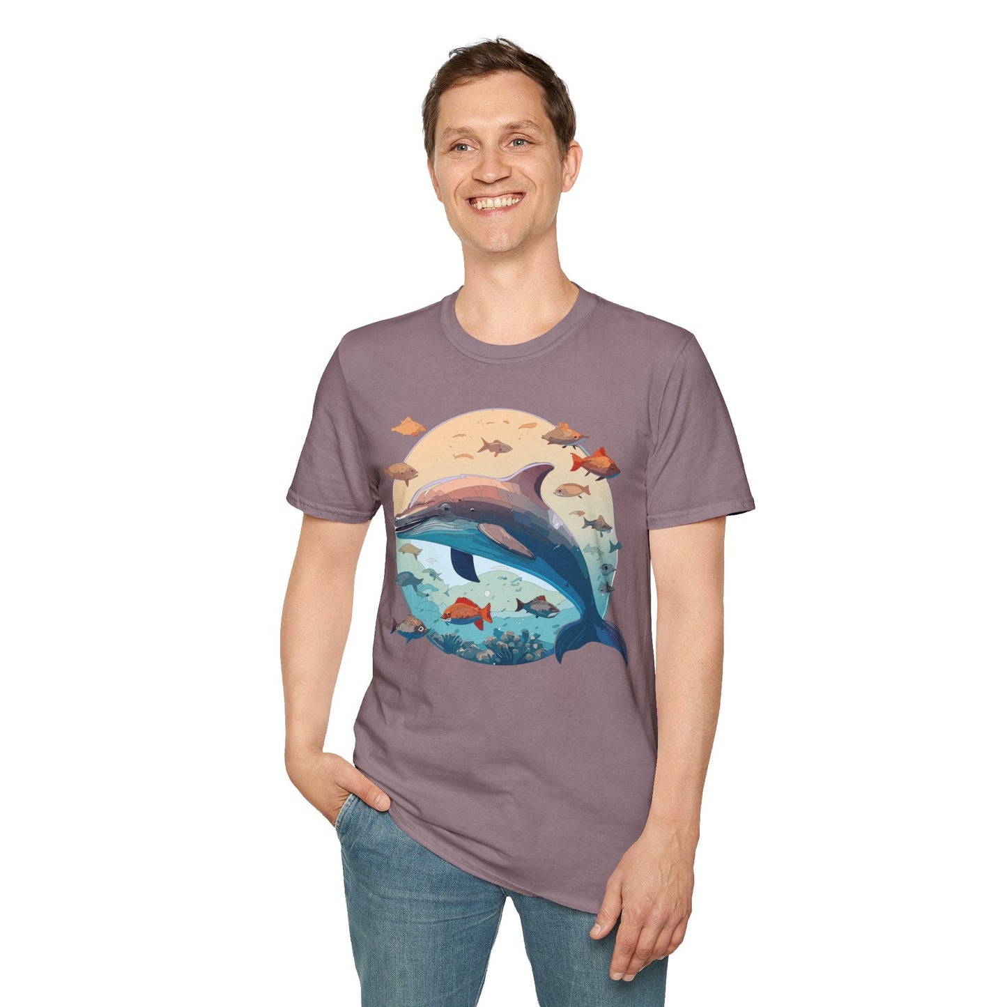 Dolphin Shirt Unisex Softstyle T Shirt 64000 100 Percent Ring Spun Cotton Tee For Everyday Comfort