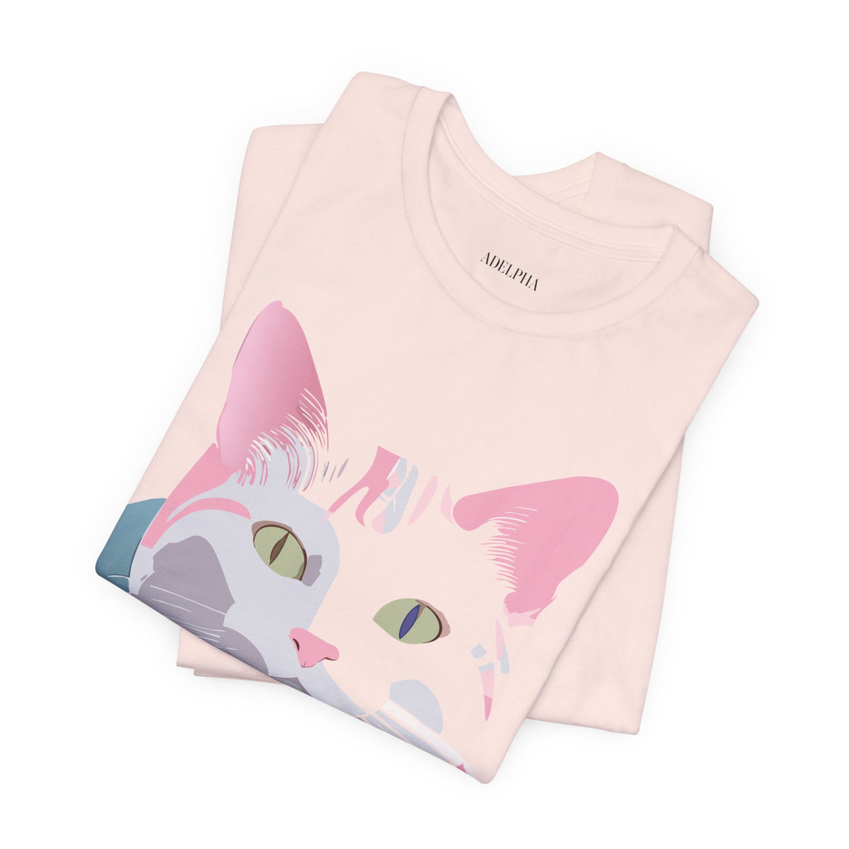Cat Graphic Unisex Cotton Bella+Canvas Tee with Animal Art Design m11