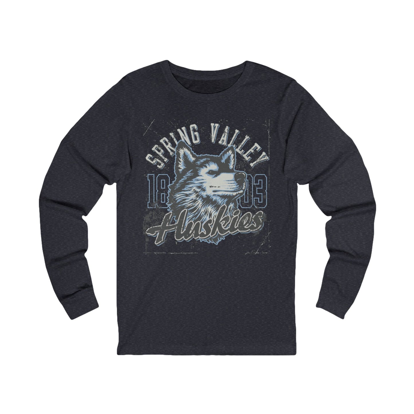 Varan Unisex Spring Valley Huskies Long Sleeve Tee, Sports Logo Jersey Shirt, Sports T-Shirts with Long Sleeves