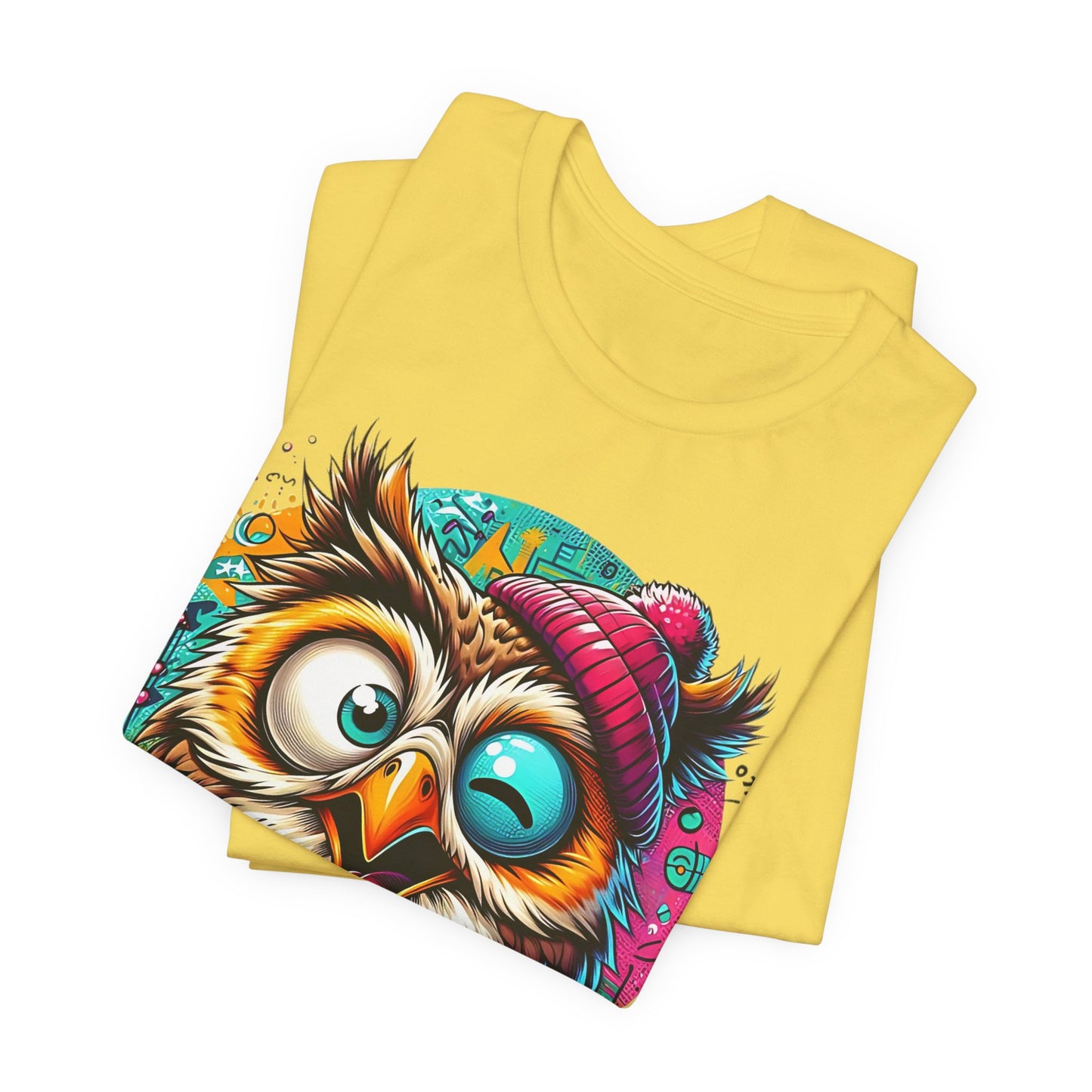 Colorful Owl Graphic Tee, Fun Owl Shirt, Funny Bird Shirt, Cute Cartoon Tees, Animal T-Shirt, Animal Tees, Art Design T-Shirt