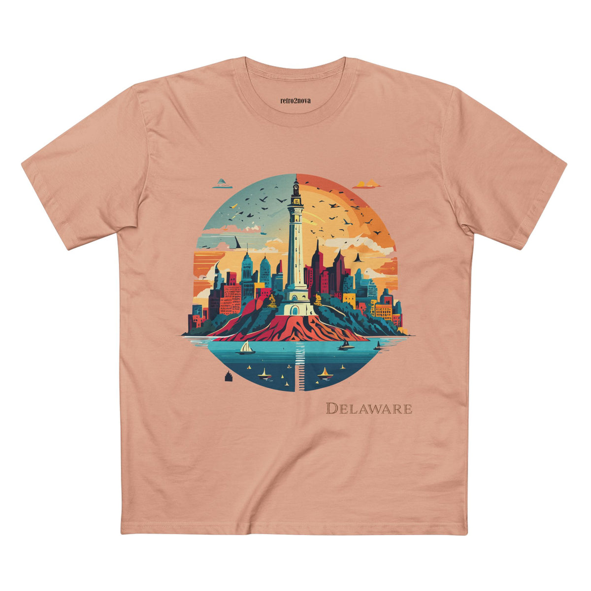 Delaware Lighthouse Skyline Tee | Coastal State Travel Shirt