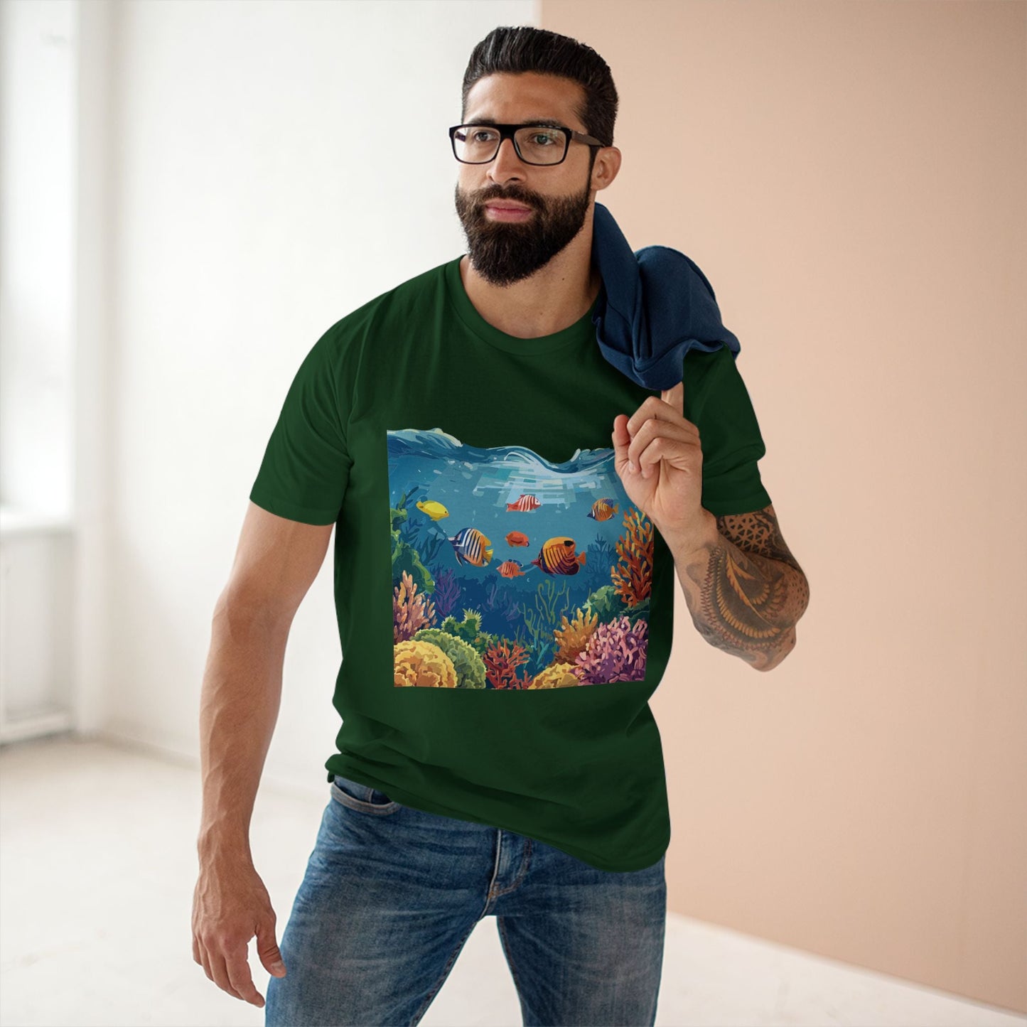 Ocean Pacific OP-25 Unisex Premium Cotton Tee With Original Art Design By Retro2Nova Art Collection