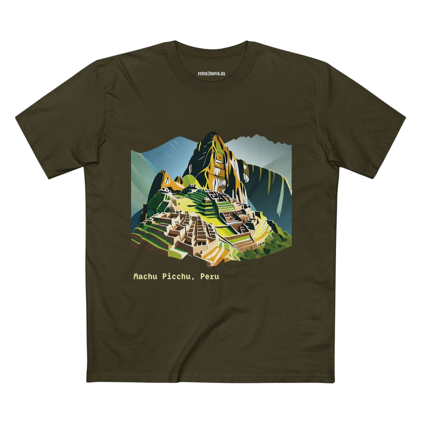 Retro2Nova Machu Picchu Travel Shirt Unisex Art Tee Premium Cotton Staple Tee With Original Design