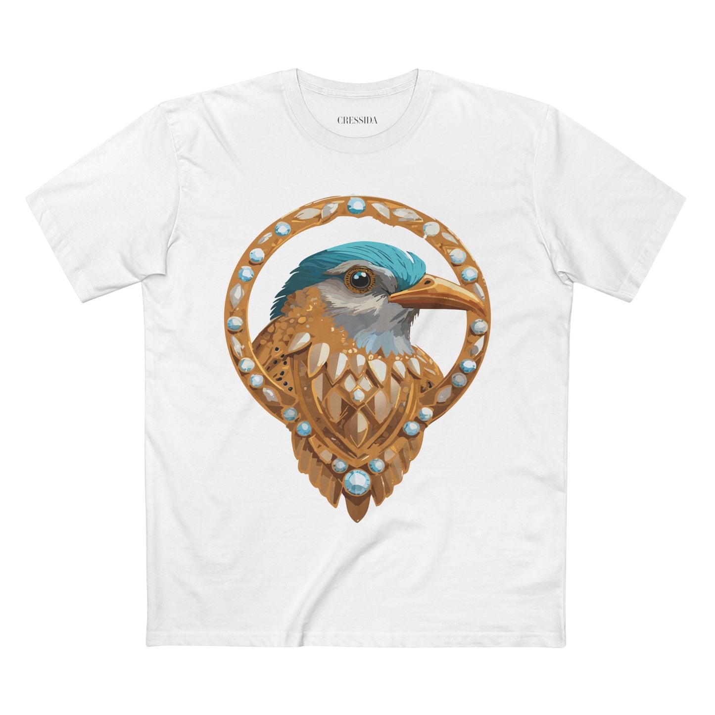 Bird Graphic Unisex 100 Cotton Tee With Unique Animal Golden Medallion Art Design 24