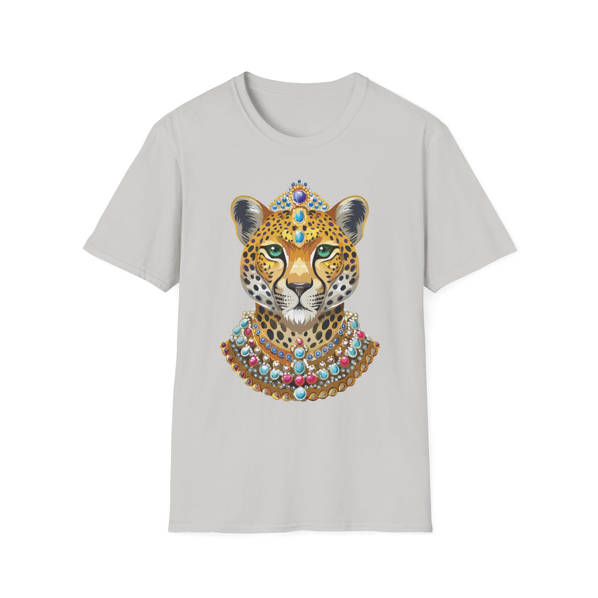 Jeweled Leopard Face T-Shirt | Regal Animal Portrait Tee