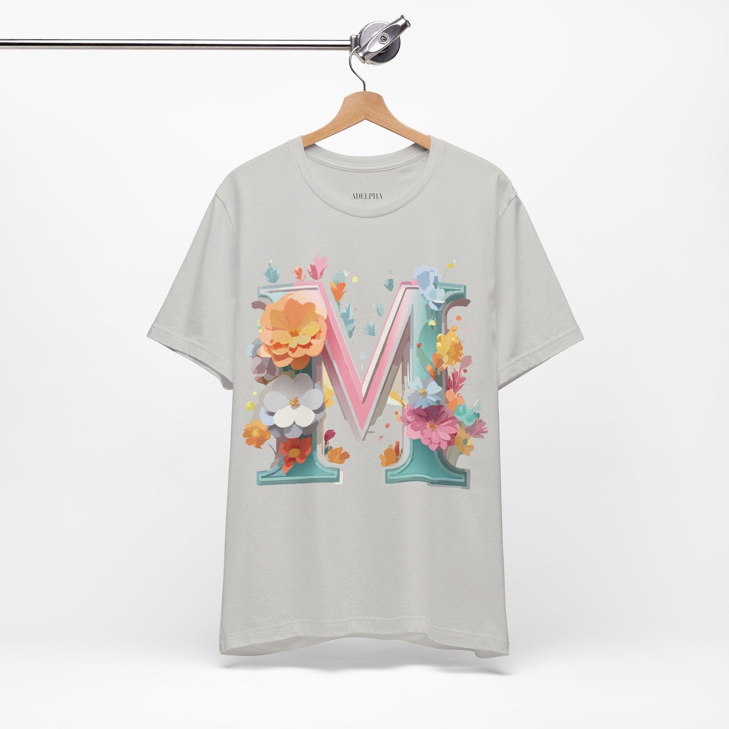 Letter M Graphic Tee Unisex Short Sleeve Shirt By Adelpha Vintage Artwork Design