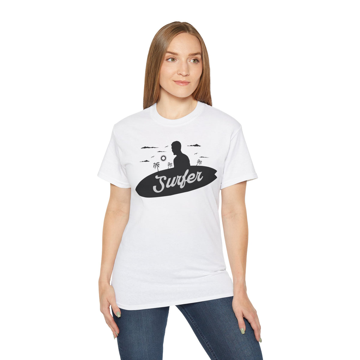 Surfer silhouette surfboard T-Shirt | Beach ocean waves design
