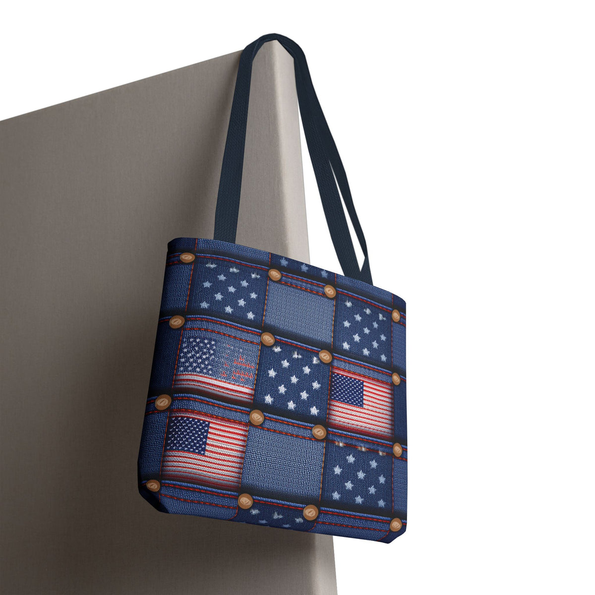 4th of July Graphic Denim Fabric Imitation Print Unisex Canvas Bag Poly Spun 3 Sizes Tote Bag 200-18