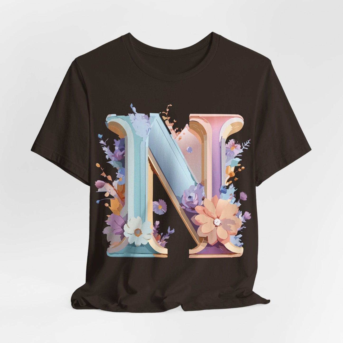 Letter N Shirt Graphic Tee Unisex Vintage Inspired Art Adelpha Design Short Sleeve