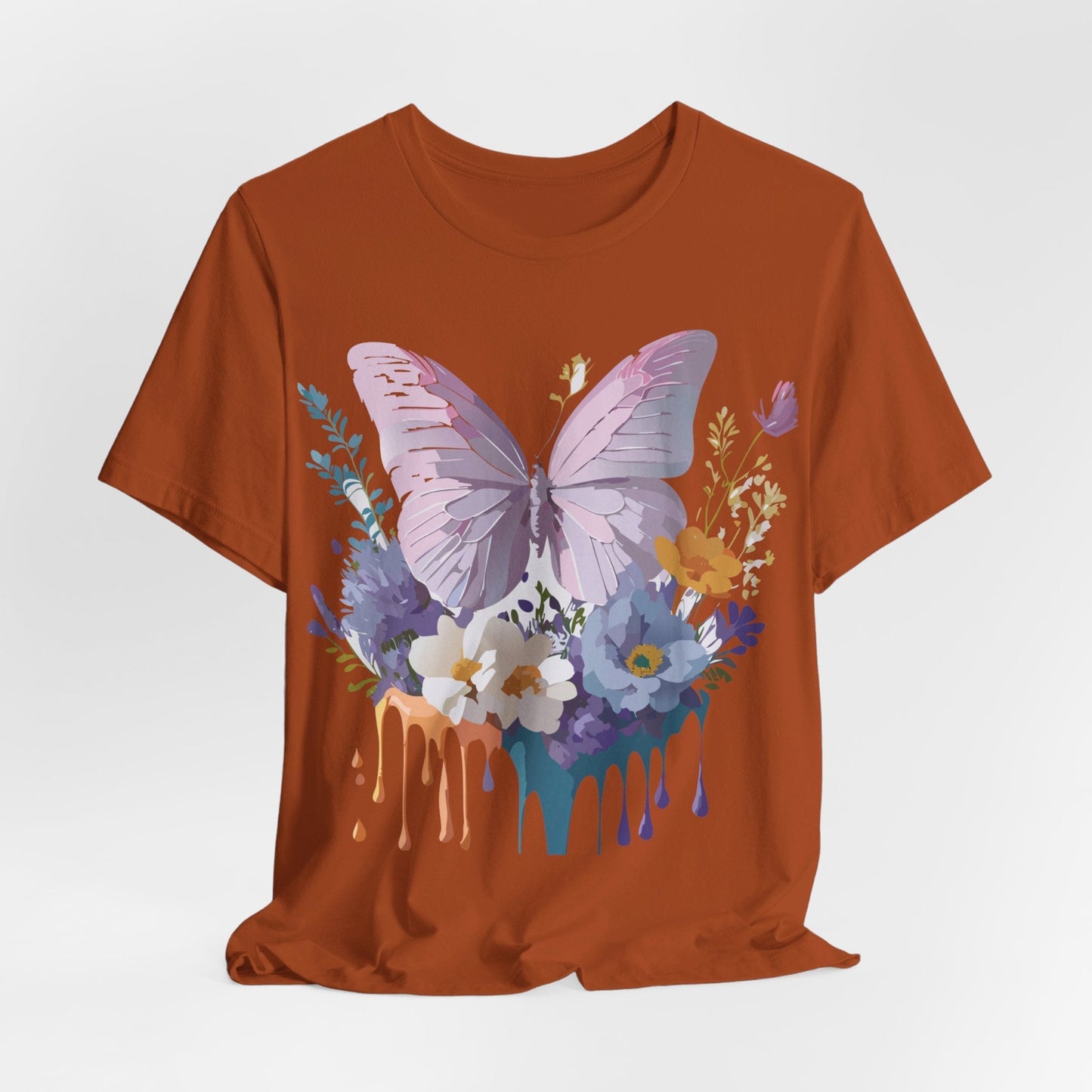 Butterfly Graphic Unisex 100 Cotton Lightweight Vintage Floral Design Jersey Tee 45