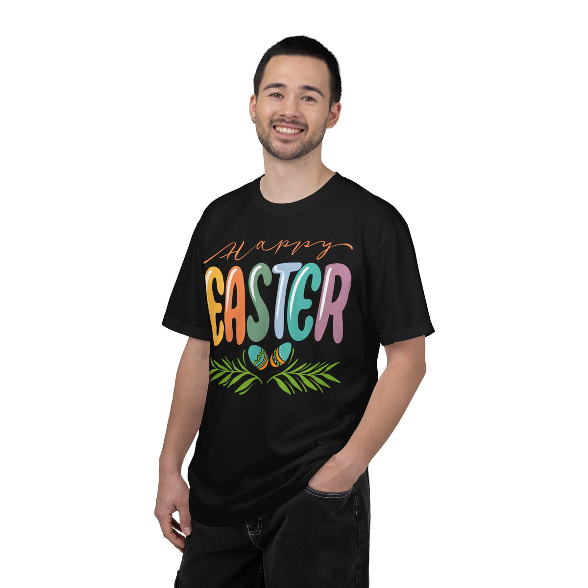 Happy Easter T-Shirt, Tee Shirt with Easter Signature, T Shirt with Easter Prints, Tee Shirt with Easter Design