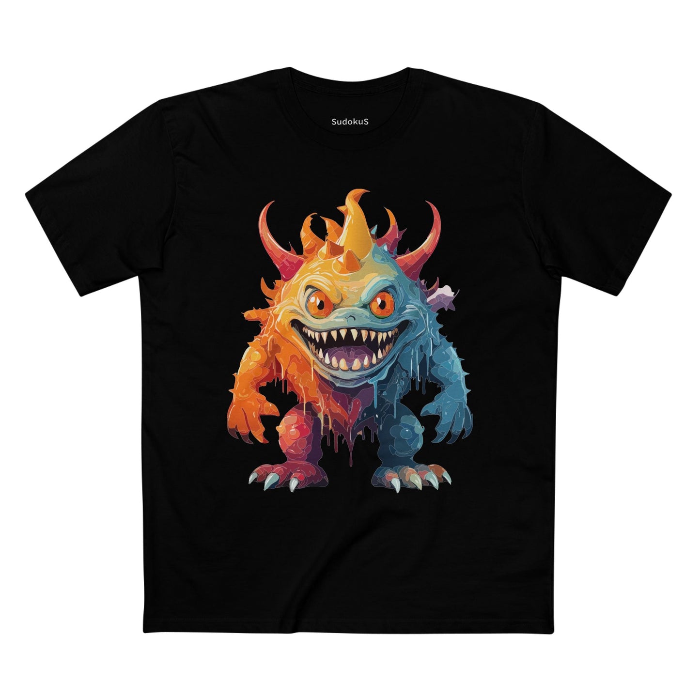 Cartoon Monsters Graphic Unisex 100 Cotton Staple Tee 32