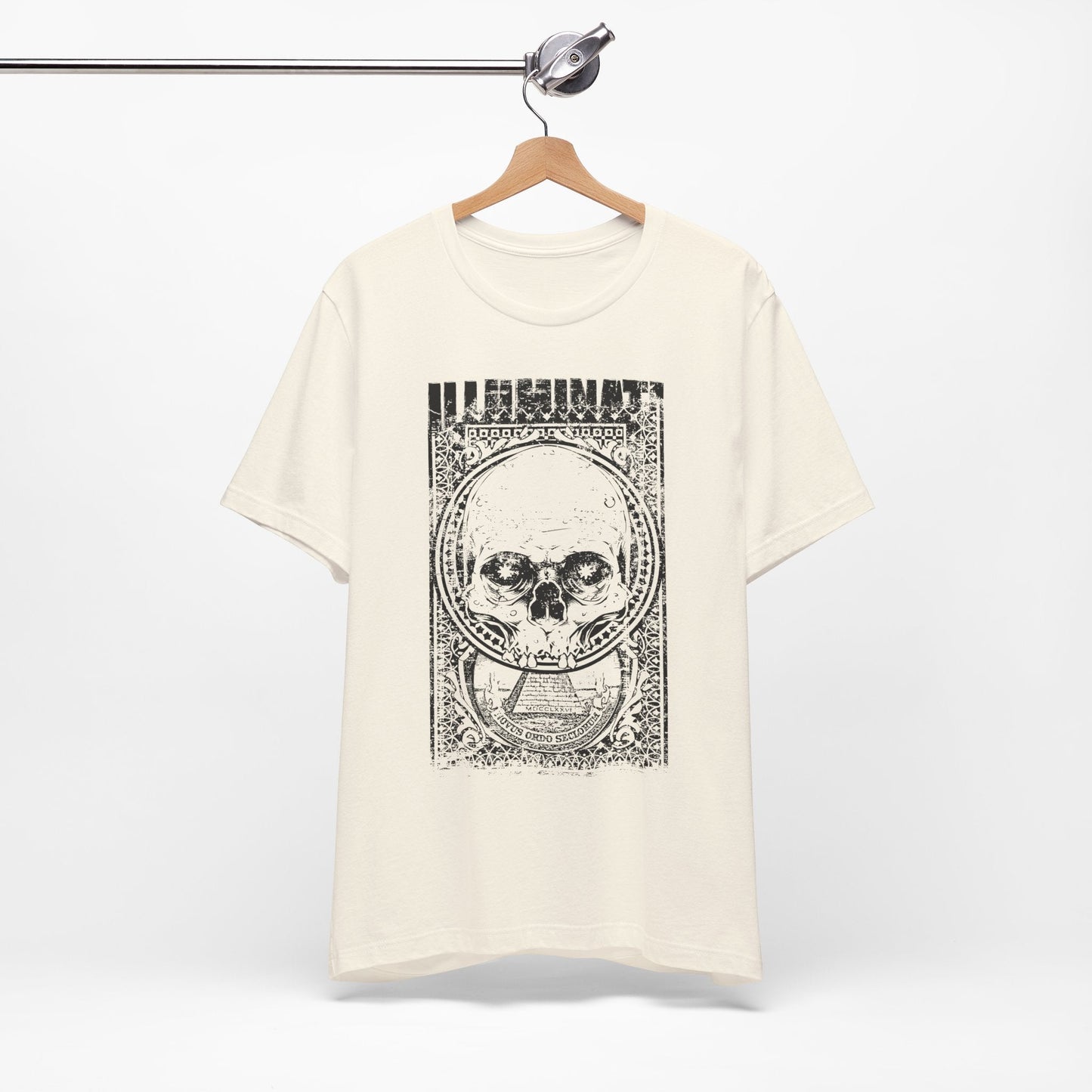 Skull Circle Graphic T-Shirt Vintage Etching Illustration Art Design Tee A-9