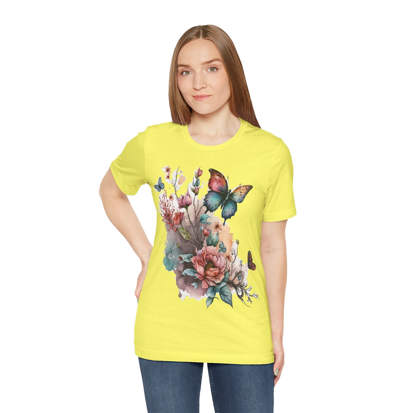 Cotton Tee Shirt with Butterfly Prints