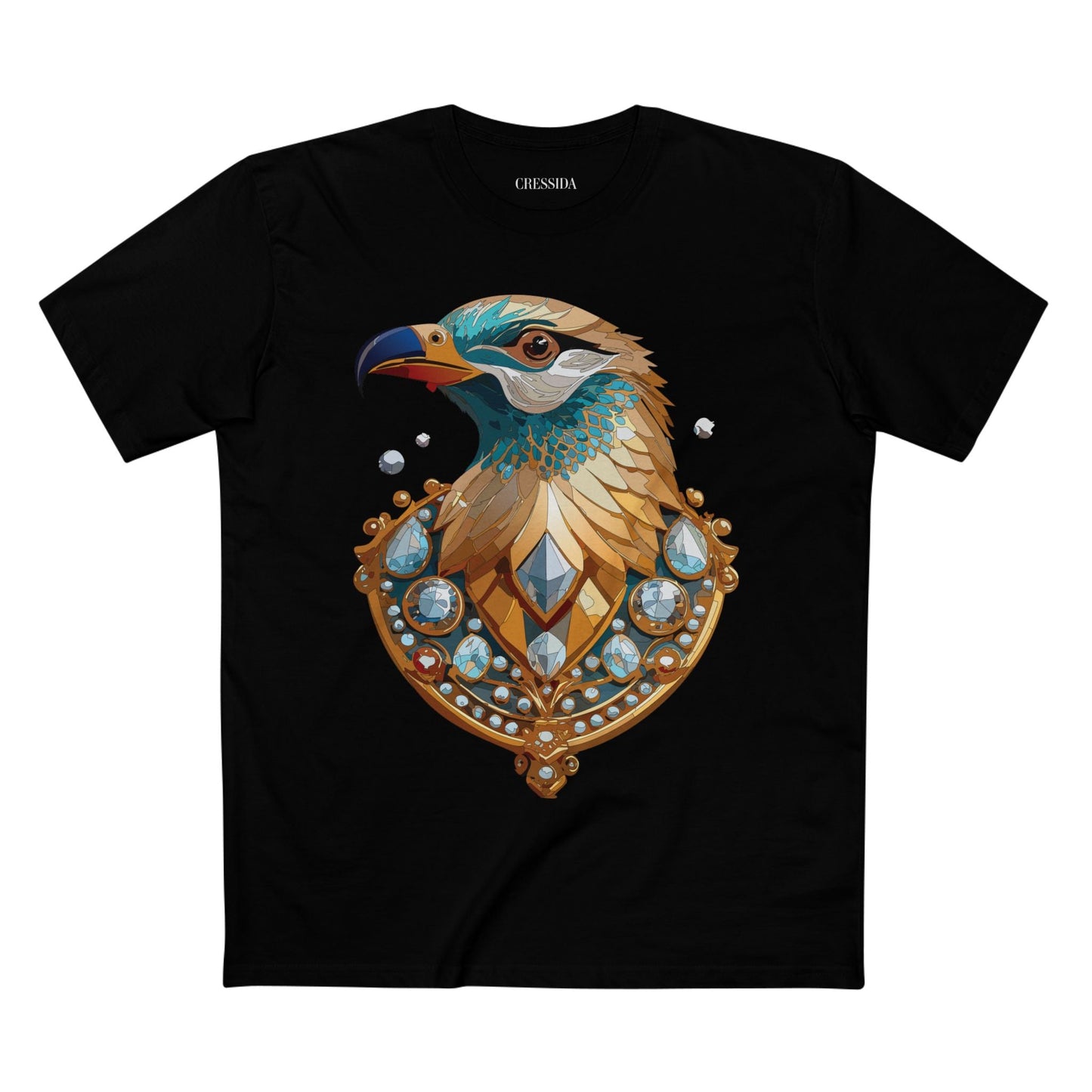 Bird Graphic Unisex 100 Cotton Tee With Unique Animal Golden Medallion Art Design 21