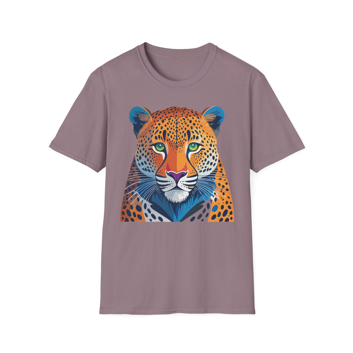 Colorful Leopard Face T-Shirt | Vibrant Big Cat Illustration