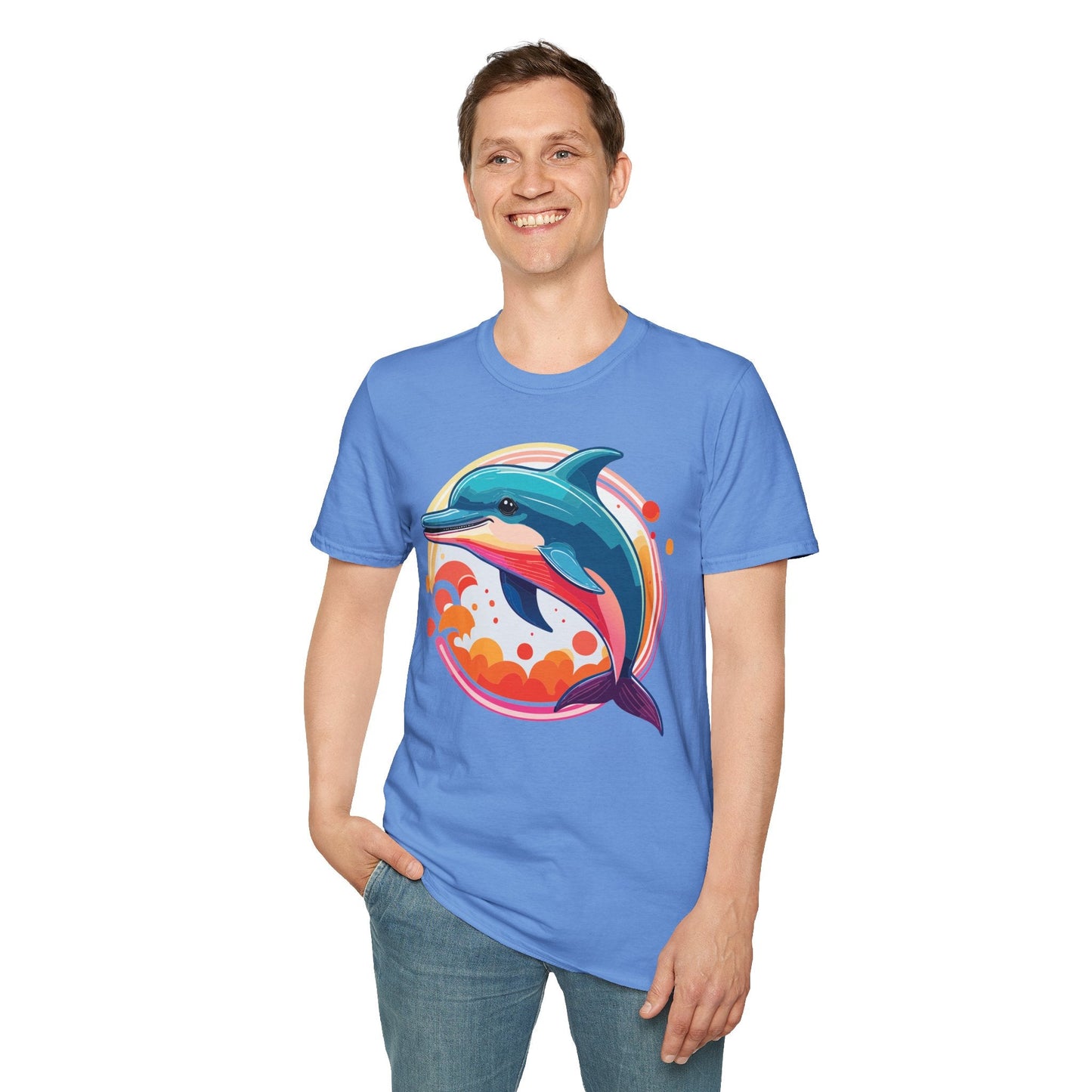 Dolphin Shirt Unisex Softstyle Tee Short Sleeve 100 Percent Ring Spun Cotton Gildan 64000