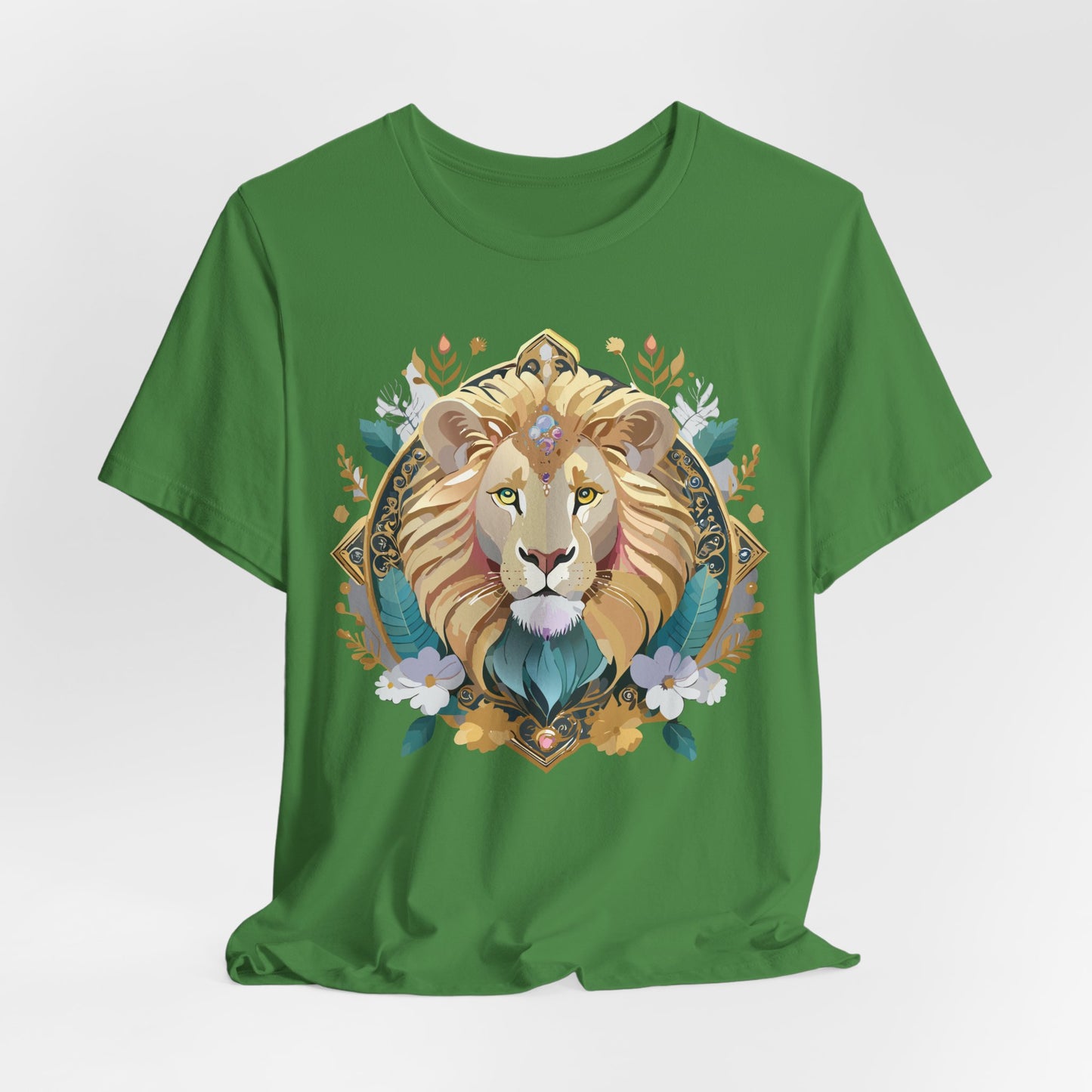 Unisex Lion Graphic Tee, Animal Shirt, Tee Shirt with Lion, Medallion T-Shirt, Animal Medallion Tees 2