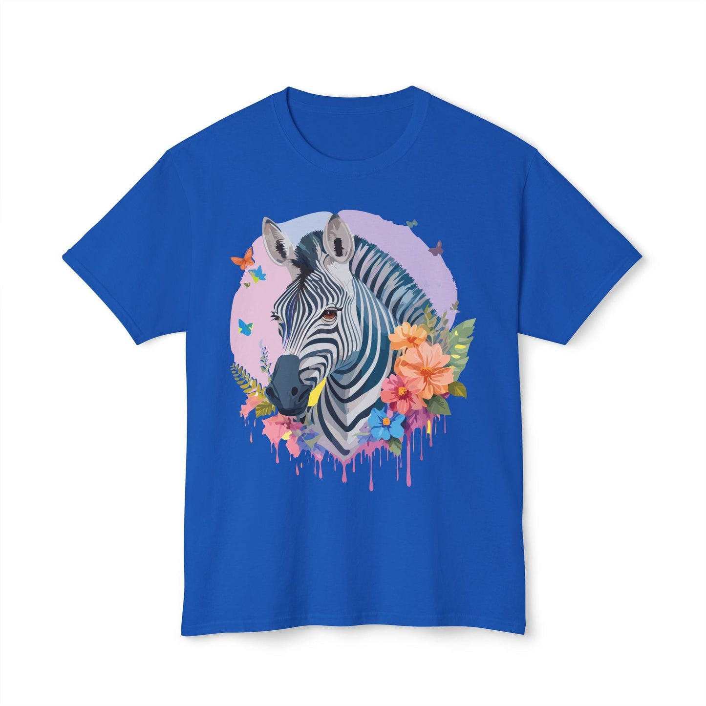 Unisex Zebra T Shirt With Art Print HD Cotton Vintage Zebra Tee Floral Design Graphic Tee