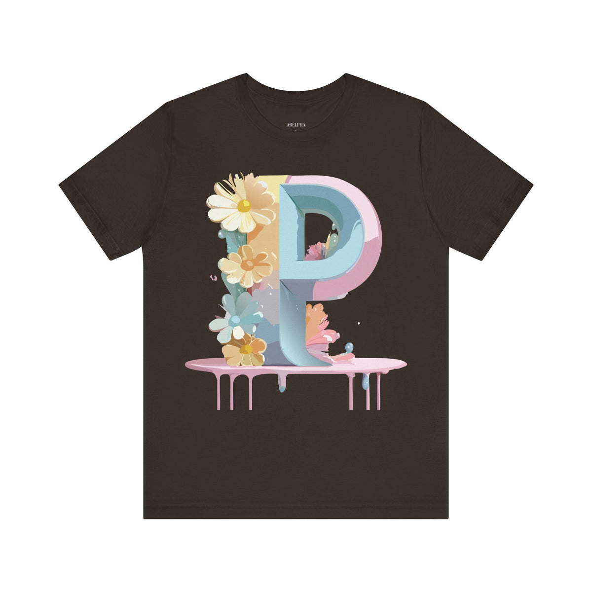 Letter P Graphic Unisex Cotton Bella+Canvas Tee with Art Letter Design
