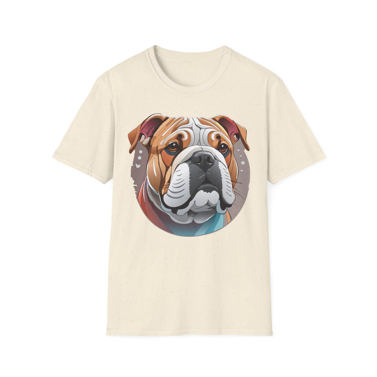 Bulldog Graphic T-Shirt — Colorful English Bulldog Portrait Graphic Design Unisex 100 Cotton Gildan T-Shirt