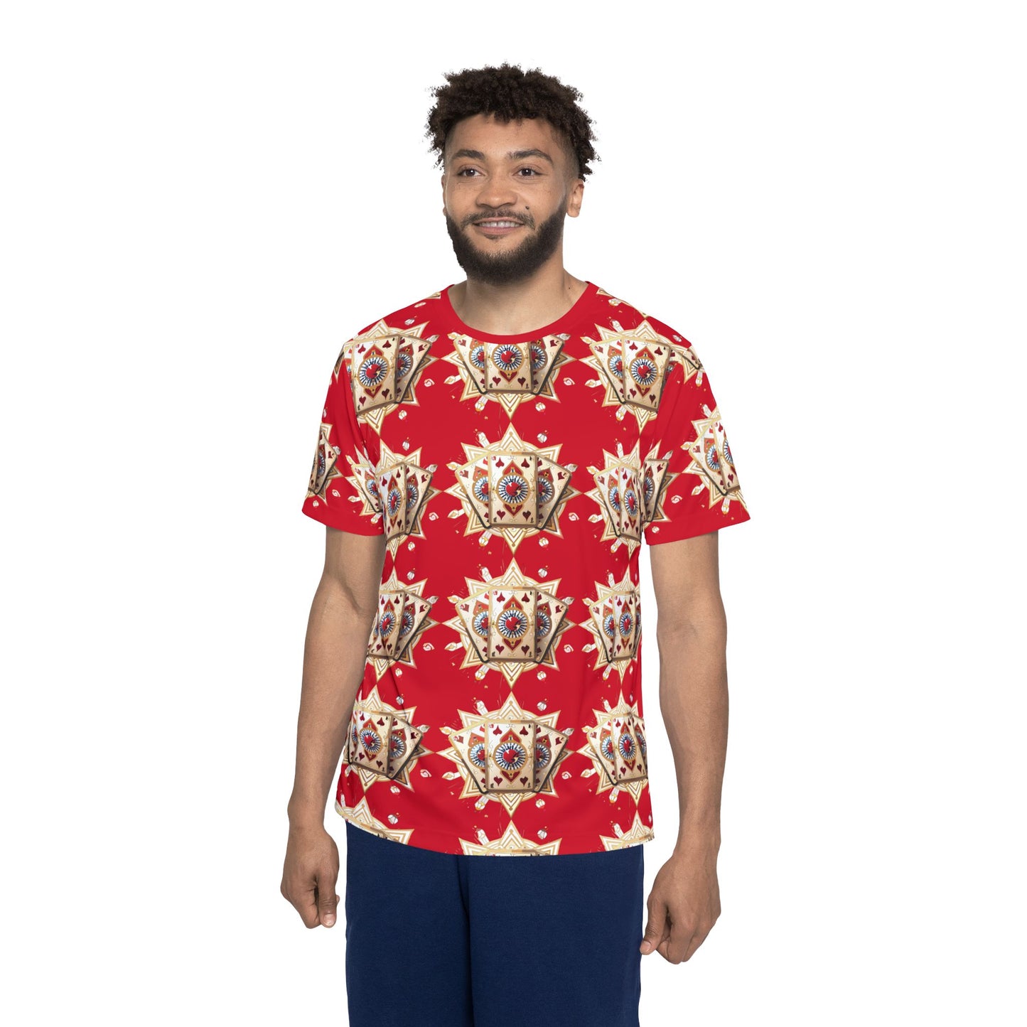 3-Card Deck Graphic T-Shirt, Art Design Poly Shirt, All Over Print Graphic Tee, Playing Cards T-Shirt, Playing Cards Tees